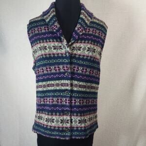 NWOT Chaps Soft Fair Isle Petite Large Cotton Blend Sweater‎ Vest Boho Cottage